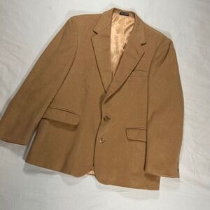 Jeffrey Allen Mens Camel Hair Blend Blazer Sport Coat Tan Italian Fabric 42R